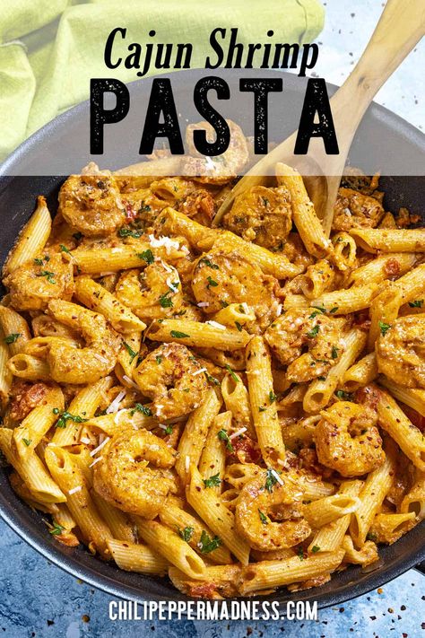 This Cajun shrimp pasta is loaded with succulent shrimp and comforting noodles simmered in a creamy, spicy tomato sauce, perfectly spiced and easy to make! Creamy Cajun Spaghetti, Cajun Shrimp And Pasta, Cajun Shrimp Pasta Easy, Cajun Shrimp Recipes For Dinner, Spicy Cajun Shrimp Pasta, Recipes With Shrimp And Pasta, Shrimp Tomatoes Pasta, Cajun Chicken Shrimp Pasta, Shrimp Cajun Pasta