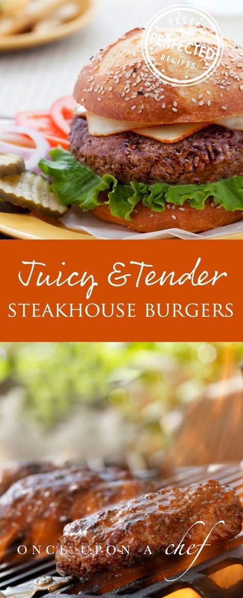 Steakhouse Burgers, Steakhouse Burger, Healthy Recipes Crockpot, Hamburger Recipe, Balsamic Onions, Once Upon A Chef, Recipes Potato, Burger Patty, Party Sandwiches