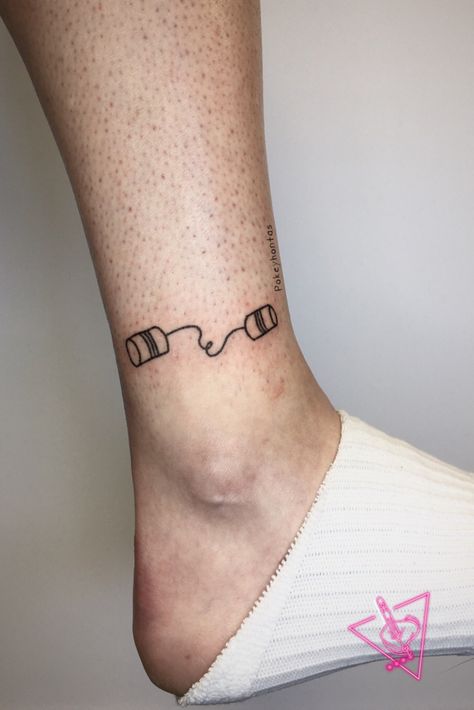 #handpoked #tattoo #handpokedtattoo #stickandpoke #ankletattoo #tattooideas Tin Can Tattoo, Telephone Tattoo, Tin Can Telephone, Can Telephone, Can Tattoo, Hand Poked Tattoo, Poke Tattoo, Hand Poke, Stick And Poke