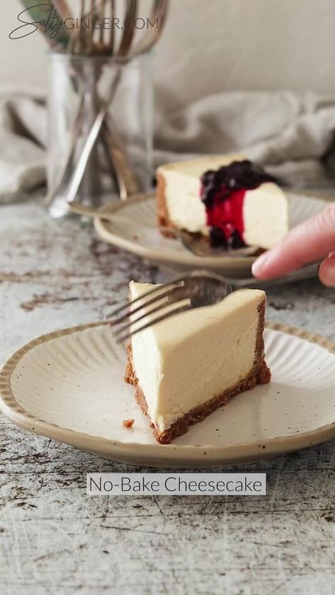 This delicious homemade Philadelphia No-Bake Cheesecake recipe requires a few simple ingredients to produce an easy decadent dessert. A twist on the classic cheesecake, that doesn't require any baking!  Grab the full recipe at saltyginger.com!