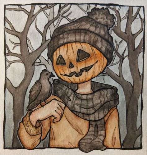 A Pumpkin, Scarecrow, Halloween, Drawings, Art