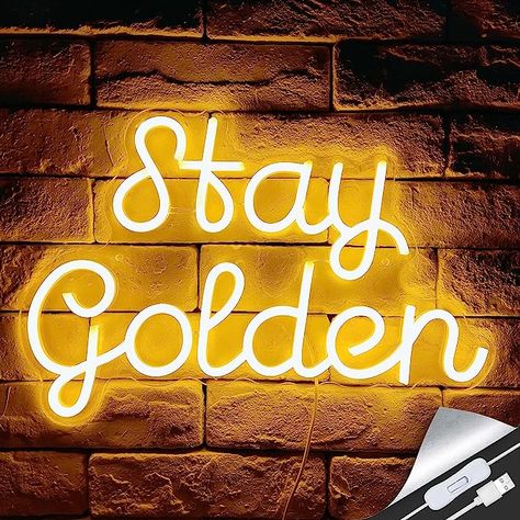 Yellow Bedroom Decor, Wall Hanging Lights, Neon Quotes, Yellow Sign, Light Quotes, Light Up Signs, Stay Golden, Stay Gold, Novelty Lighting