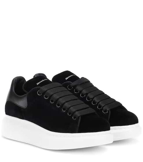 Velvet Sneakers, Classic Cortez, Mcqueen Sneakers, Alexander Mcqueen Sneakers, Alexander Mcqueen Shoes, Black Leather Sneakers, Sports Luxe, Black Sneakers, Suede Sneakers