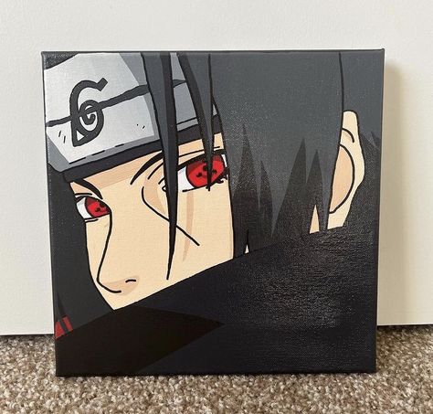 Itachi Uchiha Painting Easy, Shikamaru Painting, Itachi Uchiha Canvas Painting, Itachi Acrylic Painting, Naruto Painting Ideas On Canvas Easy, Anime Easy Painting Ideas, Itachi Art Draw, Naruto Painting Easy, Itachi Canvas Painting