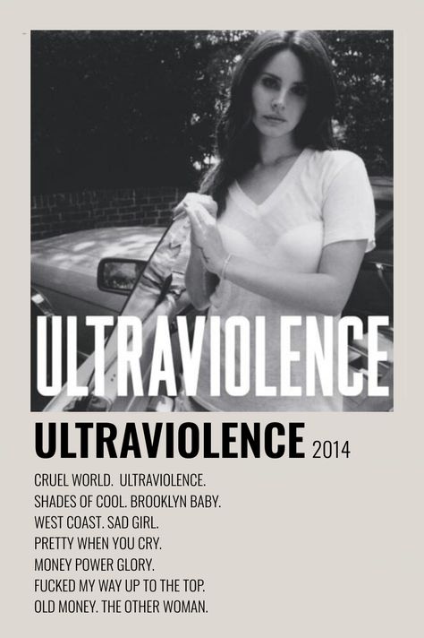 Ultraviolence Album, Lana Del Rey Albums, Film Polaroid, Lana Del Rey Ultraviolence, Minimalist Music, Photo Polaroid, Music Poster Ideas, Vintage Music Posters, Film Posters Minimalist