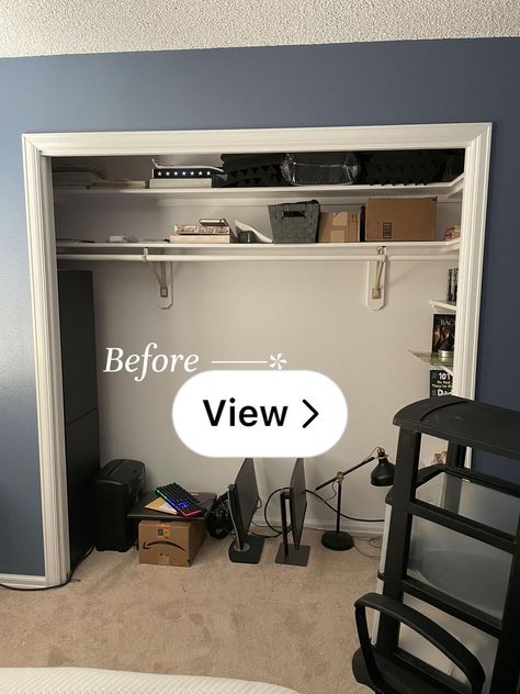 Lemon8 · Converted This Closet Into A… · @Ashleighbelle Turning Closet Into Entertainment Center, Convert Closet To Library, Converting Spare Bedroom Into Closet, Converting Closet To Office, Boys Closet Ideas, Small Closet Inspiration, Utility Closet Ideas, Front Hall Closet Makeover, Closet Repurpose Ideas