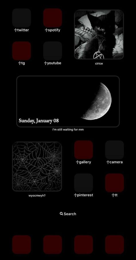 black/dark red ios idea Iphone Dark Theme, Red Ios, Android Widgets, App Home Screen, Iphone Wallpaper Preppy, Home Lock Screen, App Anime, Widget Design, Iphone Home Screen Layout