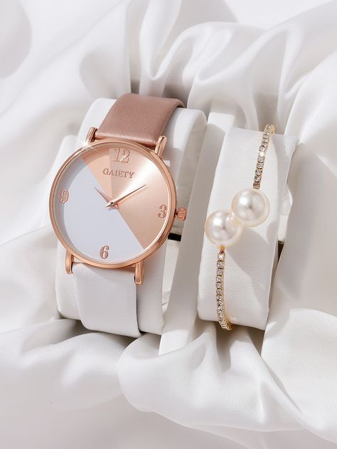 Collar    Watch Set Embellished   Women's Watches Latest Women Watches, Fancy Watches, Latest Watches, Wristwatch Fashion, Girls Watches, Stylish Watches, Women's Watch, Black Watch, Pearl Bracelet