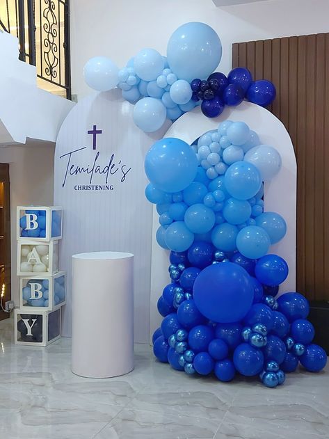 This design can be styled for different events from batispm, christening, and baby shower Christening Backdrop Boy, Baby Christening Decorations, Baptismal Decorations Boy Backdrops, Baby Dedication Decor, Baby Boy Christening Decorations, Boy Christening Decorations, Christening Backdrop, Baby Shower Backdrop Ideas, Christening Balloons