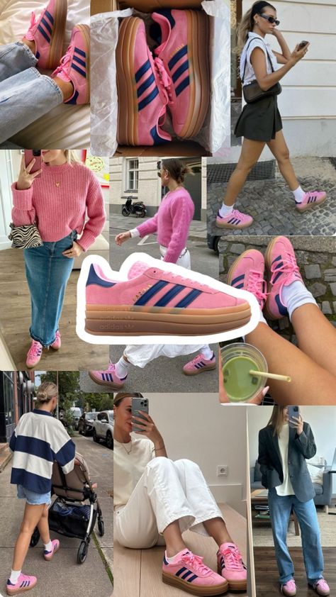 Pink Adidas Shoes Outfit, Pink Adidas Outfit, Pink Sneakers Outfit, Pink Shoes Outfit, Adidas Gazelle Pink, Pink Gazelles, Adidas Gazelle Outfit, Sneakers Outfit Summer, Samba Outfit