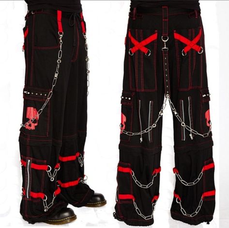 Black Emo Pants For Cosplay, Black Emo Pants With Belt Loops, Black Fitted Emo Pants, Nu Metal Fashion, Red And Black Alt Outfits Masc, Gothic Streetwear Trousers, Scene Pants, Tripp Pants, Punk Style Outfits