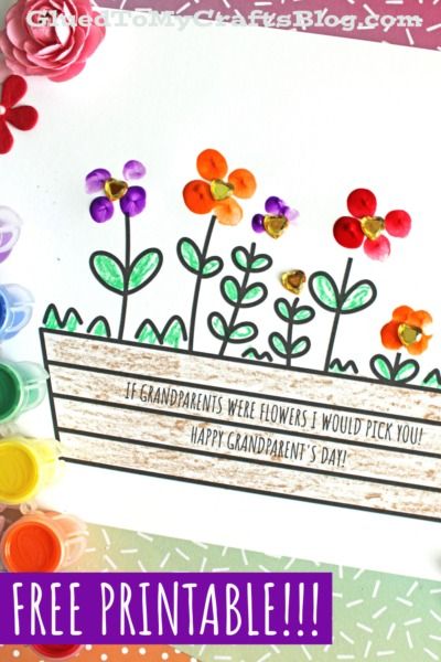 Fingerprint Flower Card Idea For Grandparent's Day - Glued To My Crafts Grandparent Preschool Craft, Grandparents Day Art Projects, Grandparent's Day Craft, Grandparents Day Craft Ideas, Crafts To Do With Grandparents, Free Grandparents Day Printables, Grandparents Day Activities For Toddlers, Grandparents Day Crafts For Kindergarten, Grandparent Day Crafts