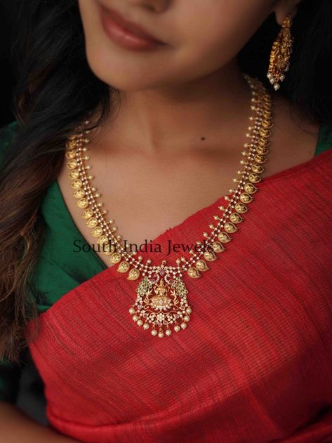 Buy Long Necklace, Chains & Haram Online - [Premium Quality] Gold Necklace Designs Long, 20 Grams Gold Necklace Designs, Latest Blouse Neck Designs, Bridal Jewelry Collection, Blouse Neck, Gold Long Necklace, South Indian Jewellery, Blouse Neck Designs, Gold Necklace Designs