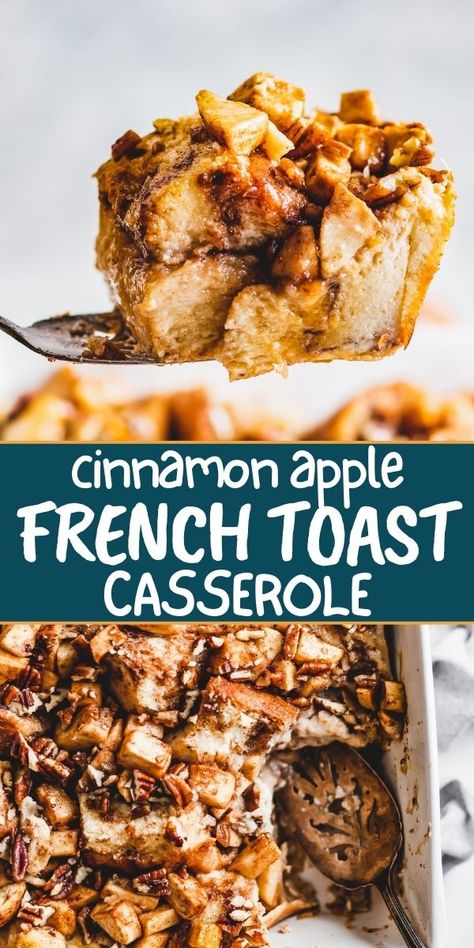 This toasty Apple French Toast Casserole is packed with sweet Fall flavors and is the ultimate breakfast treat, made with buttery brioche, creamy custard, and crispy apples. Perfect for serving a crowd! Apple Cinnamon French Toast, Apple French Toast Bake, Apple French Toast Casserole, Cinnamon French Toast Bake, Apple French Toast, French Bread French Toast, Brioche French Toast, Apple Breakfast, Easy Brunch Recipes