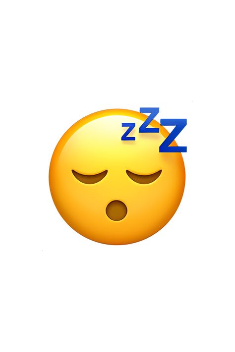 The sleeping face emoji 😴 depicts a yellow face with closed eyes and a peaceful expression. The face is tilted to one side, with a small, blue, puffy cloud above its head, indicating that it is sleeping soundly. The mouth is slightly open, and there are three Z's above the head, indicating that the person is snoring. The overall appearance of the emoji is relaxed and content, conveying a sense of deep sleep and relaxation. Sleeping Emoji Faces, Sleepy Emoji Faces, Sleep Emoji Drawing, Cool Emoji Faces, I Phone Emoji Png, Sleepy Emoji, Free Emoji Printables, Sleep Icon, Sleeping Sticker