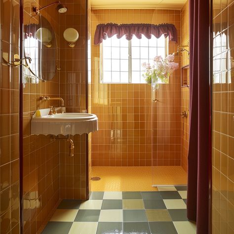 70s Style Bathroom, Bathroom 70s, 1970 Bathroom, 70’s Bathroom, Groovy Bathroom, 1970s Bathroom, 70s Bathroom, Colorful Bathrooms, Retro Bathroom