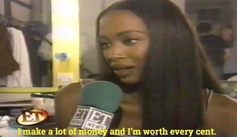 Naomi Campbell saying I make a lot of money and i’m worth every cent into an ET News Microphone Knowing Your Worth, Lots Of Money, Naomi Campbell, Fashion Pictures, Pretty Quotes, Knowing You, We Heart It, Vision Board, Atlanta