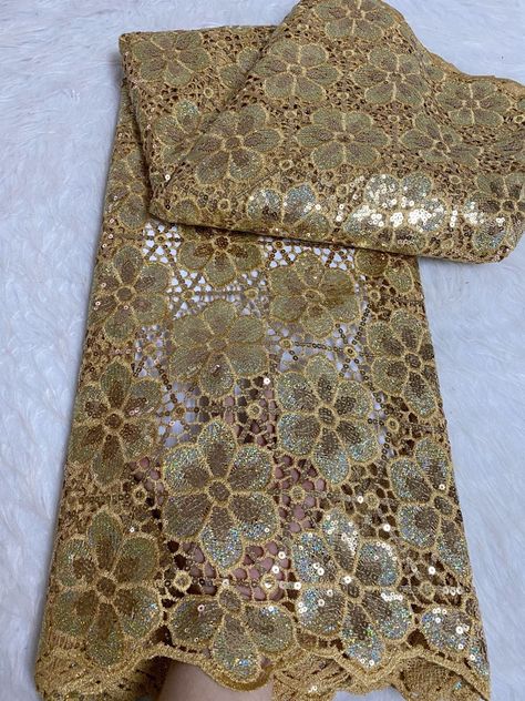 African Nigerian Tulle Lace Fabric,Sequins Embroidery, French Guipure Party Dress Fabric for Sewing, Native African, African Wedding Jewelry, Brown Embroidery, Water Soluble Fabric, Corded Lace Fabric, Cotton Wedding, Fabric Cord, African Maxi Dresses, Bridal Accessories Jewelry