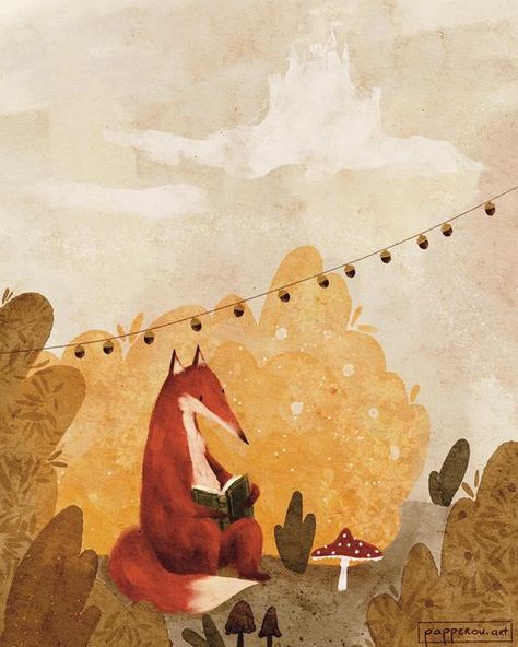 Fox In Forest Illustration, Paint Forest, Red Fox Art, Fox Painting, Inspirational Illustration, Fox Illustration, Autumn Illustration, Book Cover Illustration, Picture Books Illustration