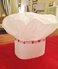 Here is a quick tutorial on this adorable chef hat. I made these last year for our Valentine Sweet Shop Party.  These are great for a kids ... Diy Chef Hat, Sweet Shop Party, Paper Chef Hats, Kids Baking Party, Chef Hats For Kids, Chef Costume, Book Tasting, Mini Chef, Chef Party