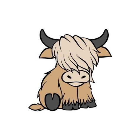 How To Draw Cartoon Cow, Cute Easy Western Drawings, Cute Cartoon Cow Drawings, Fluffy Cow Painting Easy, Cute Easy Cow Drawing, Cow Doodle Cute, High Land Cow Drawing, Country Easy Drawings, Highland Cow Cartoon Drawing