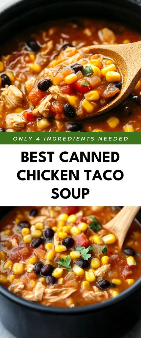 Image for Best Canned Chicken Taco Soup Canned Chicken Taco Soup, 8can Chicken Taco Soup, 5 Can Taco Soup, Taco Soup Recipe With Ranch Packet, 8 Can Chicken Taco Soup, Taco Soup With Chicken, Recipe For Taco Soup, Crock Pot Chicken Taco Soup, 7 Can Chicken Taco Soup