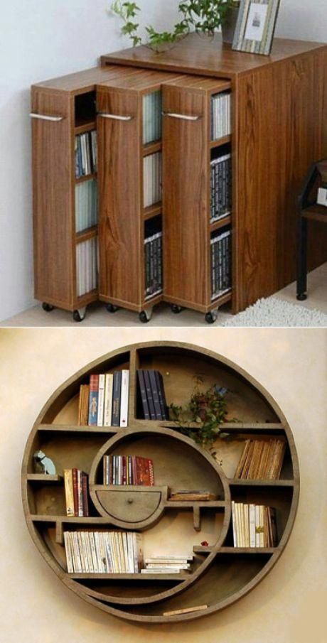 Creative Bookshelves, Home Decor Shelves, Home Library Design, Wall Shelves Design, Bookshelf Design, Bookshelves Diy, Library Design, Woodworking Plans Free, Shelf Design