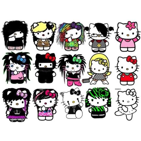 Hello Kitty Stickers, Scene Core, Scene Drawing, Hello Kitty Aesthetic, Emo Art, Kitty Drawing, Hello Kitty Drawing, Hello Kitty Art, Scene Kids