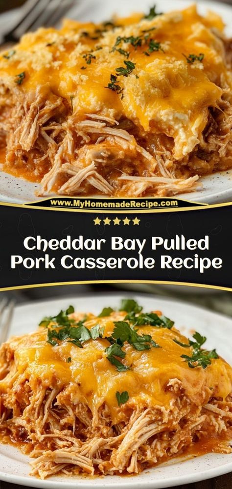 This casserole combines tender pulled pork, cheddar bay biscuits, and cheese for a hearty, flavorful meal. Ingredients: 1 lb pulled pork 1 cup shredded cheddar cheese 1 can cheddar bay biscuit mix ½ cup cream Serve this casserole for a comforting, Southern-inspired dinner Shredded Pork Casserole, Casserole With Pulled Pork, Cheddar Bay Biscuits Casserole, Pulled Pork Casserole Recipes, Leftover Shredded Pork Recipes, Cheddar Bay Biscuit Casserole, Shredded Pork Recipes Leftover, Recipes Using Pulled Pork, Recipe Using Pulled Pork