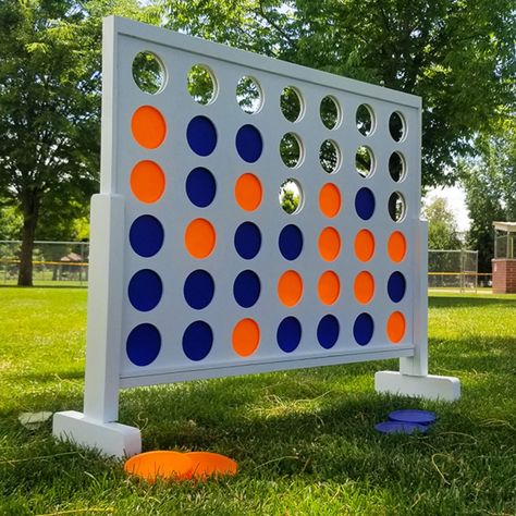 You’ve played the game, but never on this large of a scale. The Giant 4-In-A-Row Game provides hours of fun for all ages. Just set it up at your next sleepover, barbecue or pool party and watch the oversized excitement as players try to place four colored discs in a row on the jumbo 3-ft. hardwood board. Includes 42 discs and carry case. Orange Games, Fun Outdoor Games, Giant Games, Game Room Family, Blue Game, Sharper Image, Outdoor Games, 60 Seconds, Bar Mitzvah