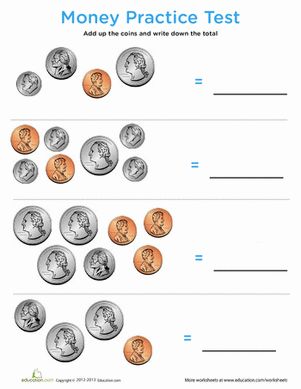 Review money topics with this nifty practice quiz covering counting coins to solving word problems. Counting Money Worksheets, Money Math Worksheets, Adding Money, Learning Money, Touch Math, Teaching Money, Money Math, Money Worksheets, Counting Money