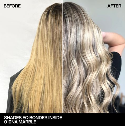 #Shades EQ #Bonder Inside gives stylists the ability to enhance their creativity behind the chair and push the limits of their #blonding abilities with the added strength and #condition they need. #bangstyle #beauty Champagne Blonde Hair, Blonde Toner, Fall Blonde Hair Color, Fall Blonde Hair, Redken Hair Color, Yellow Blonde, Redken Hair Products, Redken Shades, Redken Color