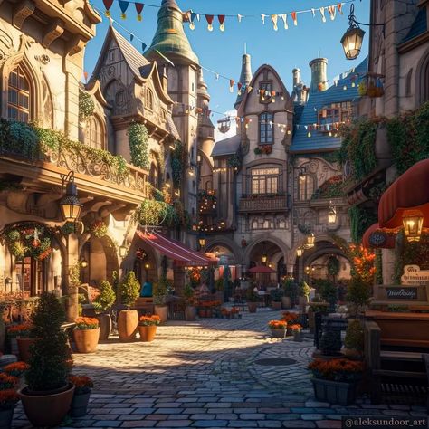 Fantasy Town Concept Art, Fantasy Marketplace, Fantasy Setting Village, Fantasy Market, Castle Illustration, Fantasy Village, Fantasy Shop, Fantasy Town, Shotting Photo