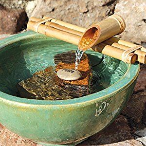 Bamboo Accents Three Arm 12 inch Water Fountain Spout with Submersible Pump : Tabletop Fountains : Patio, Lawn; Garden Bamboo Water Fountain, Bamboo Fountain, Water Fountain Pumps, Diy Water Feature, Rain Barrels, Garden Water Fountains, Indoor Water Fountains, Water Spout, Tabletop Fountain