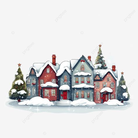 cute christmas decorated houses with dense snow and vintage colors xmas decoration house wintertim Christmas House Painting, Winter House Illustration, Vintage Christmas Art, Christmas Building, Winter Houses, Snow House, Christmas Houses, Decoration House, Winter Village