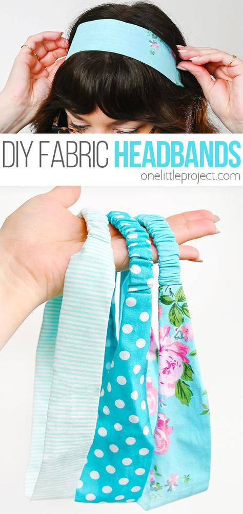 These fabric headbands are SO PRETTY and they're really simple to make! This is such an easy sewing project for kids and adults. It's a great craft for sewing beginners, and makes a lovely homemade gift. Learn how to sew a stylish and comfortable DIY headband that matches your unique style! Diy Fabric Headbands For Women, Sewing Headbands Head Wraps, Fabric Headband Pattern, How To Sew A Headband With Elastic, Sew By Hand Projects, Cotton Fabric Headbands Diy, Hair Sewing Projects, Sew Projects For Beginners, Headband Sewing Pattern Free