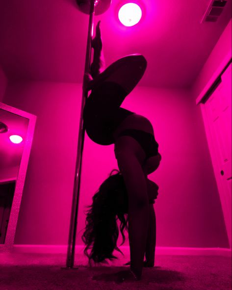 Pole dance, stripper, stripper pole, handstand, pole tricks, at home pole dance Pole Astethic, Pole Dance Aesthetic Black Woman, Neon Pole Dance, Pole Class Aesthetic, Black Pole Dancer Aesthetic, Dancing On Pole Aesthetic Black Woman, Pole Dancing Aesthetic Outfits, Pole Fitness Aesthetic, Dancing On Pole Aesthetic