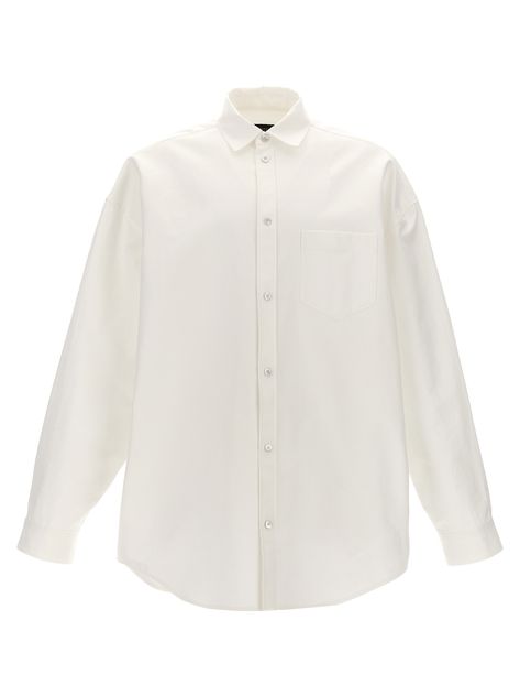 Find BALENCIAGA Outerwear' Shirt on Editorialist. 'Outerwear' cotton poplin shirt, front pocket, button closure, long cuffed sleeves. BALENCIAGA 'Outerwear' shirt oversized fit White Outerwear, Balenciaga Shirt, Cristobal Balenciaga, Balenciaga Top, White Balenciaga, Balenciaga Women, Versace Shop, Cotton Poplin Shirt, Luxury Dress