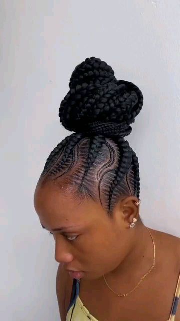 Cornrow Top Bun, Stitch Updo Braids, Stitch Braids Into Ponytail, Mummy Hairstyles, Stitch Braids Ponytail, Stitch Braids Into Bun, Stitch Braid Ponytail, Cornrow Updo Hairstyles, Braided Bun Styles