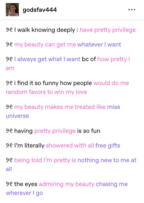 affirmations Tumblr Affirmations, Pretty Privilege Affirmations, Manifesting Aesthetic, Money Power Glory, Scripting Ideas, Best Character Names, Divine Feminine Spirituality, Pink Sparkles, Current Mood Meme