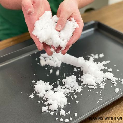 "Ever wondered how to make fluffy, magical snow at home without using baking soda? This awesome blog post at Playing with Rain teaches you just that! The author shows you how easy it is to create your very own instant snow by using a simple mixture of ingredients that you can find at any store. The step-by-step instructions are super easy to follow, and the whole process is fun and exciting! Perfect for 5th graders, this activity brings tons of joy and creativity while helping kids understand " How To Make Edible Snow, Make Fake Snow, Weather Experiments, Chemistry Activities, Make Snow, Instant Snow, Fake Snow, Egg Carton Crafts, Faux Snow