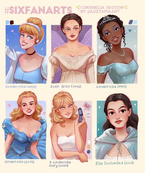 Disney Cinderella Fanart, Disney Channel Fanart, Cinderella Fanart, Luz Tapia Art, Fanart Challenge, Six Fanarts, Movie Fan Art, Cinderella Art, Image Princesse Disney