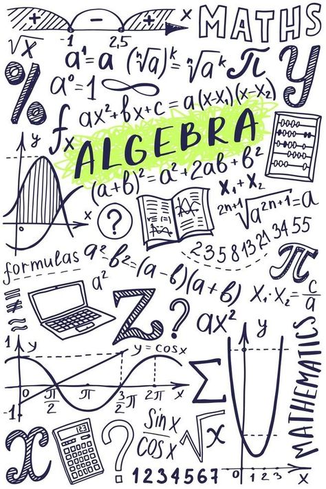 Maths symbols icon set. Algebra or mathematics subject doodle design. Education and study concept. Back to school background for notebook, not pad, sketchbook. Hand drawn illustration. Algebra Cover Page, Subject Design Notebook Math, Maths Doodles Ideas, Mathematics Notebook Cover, Algebra Notebook Cover Ideas, Math Symbols Design, Math Doodle Art Ideas, Mathematics Design Ideas, Math Book Cover Design