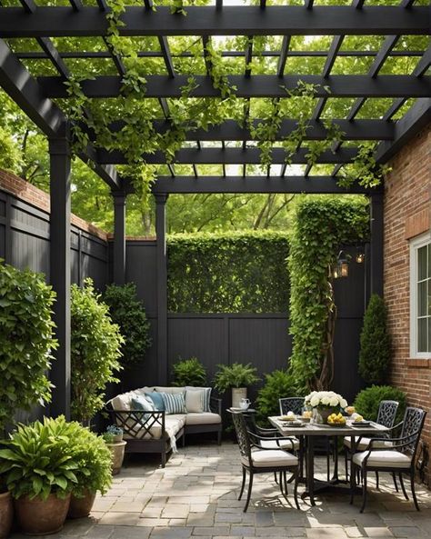 Backyard Terrace Landscaping, English Patio Ideas, Patios Exteriores Ideas, Outdoor Courtyard Design, House Exterior Backyard, Deck With Planters, Outdoor Sitting Area Ideas, Patio Design Layout, Garden Terrace Ideas