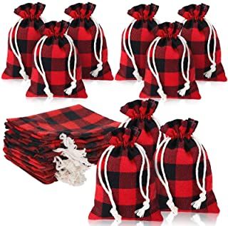 Amazon.com : red buffalo plaid party Christmas Candy Bag, Burlap Gift Bags, Retail Bags, Holiday Party Favors, Burlap Bags, Christmas Material, Christmas Party Favors, Party Gift Bags, Christmas Gift Bags