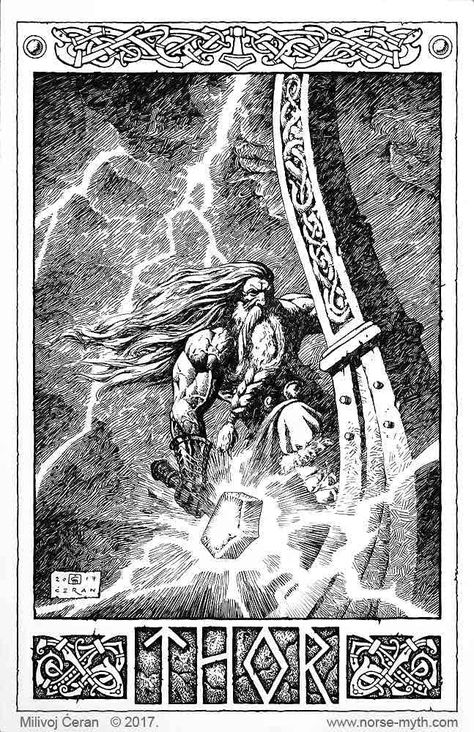 Milivoj Ćeran Norse Mythology Art Book by ArtOrder » Update 57 - black and white commissions — Kickstarter Odin Norse Mythology, Norse Mythology Tattoo, Arte Viking, Thor Art, Norse Myth, Norse Tattoo, Nordic Tattoo, Norse Pagan, Nordic Art