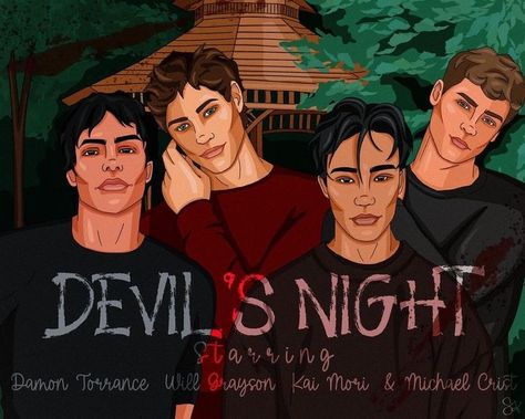 🎨: sarahsbookin Kai And Banks, Night Nails, Four Horseman, Devil's Night Penelope Douglas, Devils Night, Penelope Douglas, Night Book, Four Horsemen, Night Aesthetic