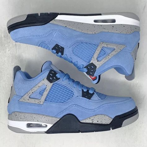 Jordan 4 Retro University Blue Brand New Men's Sizes 9.5 Air Jordan 4 Retro University Blue, Jordan 4 Bleu, Air Jordan 4 University Blue, Jordan 4 University Blue, Jordans Aesthetic, Jordans Men, Blue Shoes Men, Fire Shoes, Custom Sneakers Diy