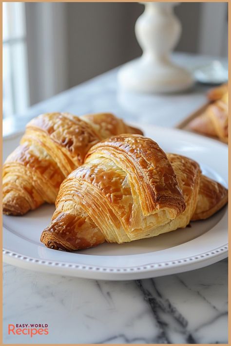 Authentic French Croissants are flaky, buttery pastries perfect for breakfast or a special treat. This croissant recipe is the essence of French baking. Traditional Croissant Recipe, French Croissant Recipe, French Breakfast Recipes, Easy Croissant Recipe, French Snacks, French Chicken Recipes, French Recipes Authentic, Crossant Recipes, French Croissants