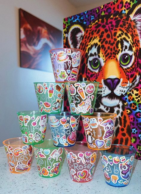 Lisa Frank 90s Party, 90s Party Drink Ideas, 30th Birthday Ideas For Women 90s Theme, Lisa Frank Bday Party, Lisa Frank 30th Birthday Party, Y2k 30th Birthday, Lisa Frank Decor, Lisa Frank Themed Party, Lisa Frank Party Decorations